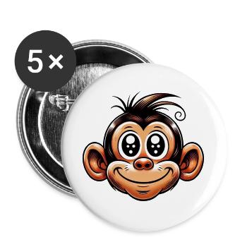 Affe - Buttons groß 56 mm (5er Pack) - Weiß - Vorne