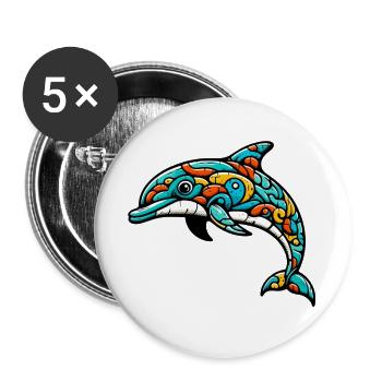 Dolphin - Buttons large 2.2''/56 mm (5-pack) - white - Front