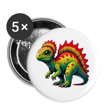Dinosaurier - Buttons groß 56 mm (5er Pack) - Weiß - Vorne