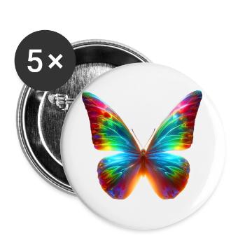 Papillon (01) - Lot de 5 grands badges (56 mm) - blanc - Devant