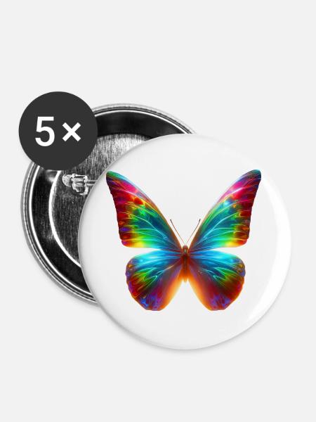 Schmetterling (01) - Buttons groß 56 mm (5er Pack) - Weiß
