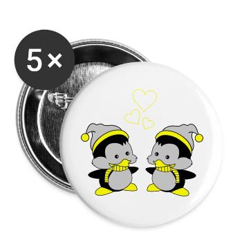 pingus in love - Buttons groß 56 mm (5er Pack) - Weiß - Vorne