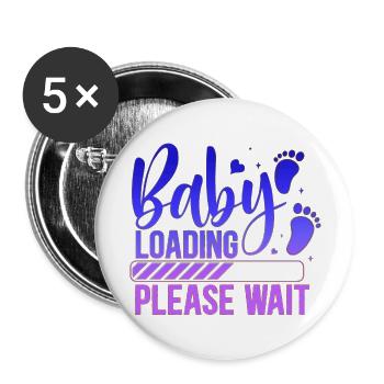 Baby loading babes women mother design newborn - Buttons large 2.2''/56 mm (5-pack) - white - Front