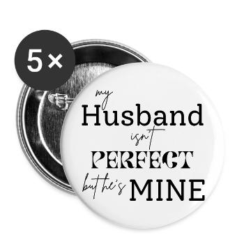 Husband T shirt - Buttons large 2.2''/56 mm (5-pack) - white - Front