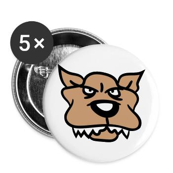 Chien, Monstre, Maléfique, Dangereux, Loup, Dents acérées - Lot de 5 grands badges (56 mm) - blanc - Devant