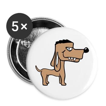Chien Se Tient Méchant Méchant Dents Dangereuses Monstre Fun - Lot de 5 grands badges (56 mm) - blanc - Devant