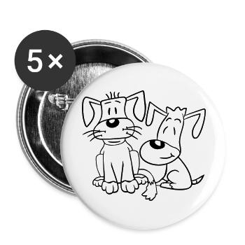 2 chiens équipe assis deux amis équipage heureux - Lot de 5 grands badges (56 mm) - blanc - Devant