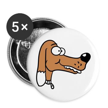 Visage de chien Petit Tête d’animal de compagnie Mignon - Lot de 5 grands badges (56 mm) - blanc - Devant