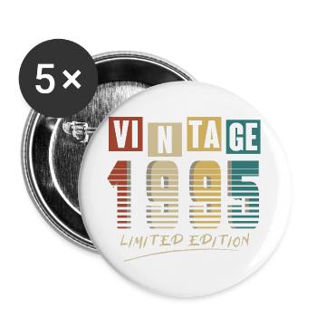 1995 Vintage 1995 born in 1995 Birthday. Year 2 - Buttons large 2.2''/56 mm (5-pack) - white - Front