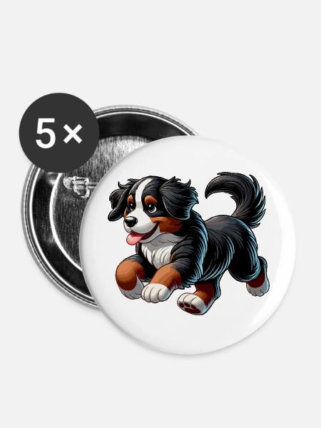 Berner Sennenhunde - Buttons groß 56 mm (5er Pack) - Weiß
