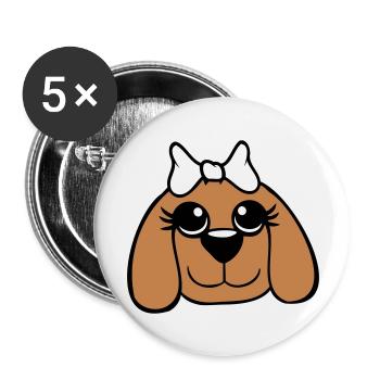 Dog Face Girl Cute Bow Female Woman - Buttons large 2.2''/56 mm (5-pack) - white - Front