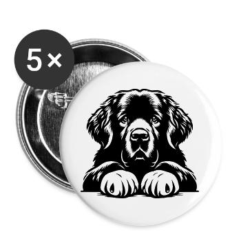 Terre-Neuve - Lot de 5 grands badges (56 mm) - blanc - Devant