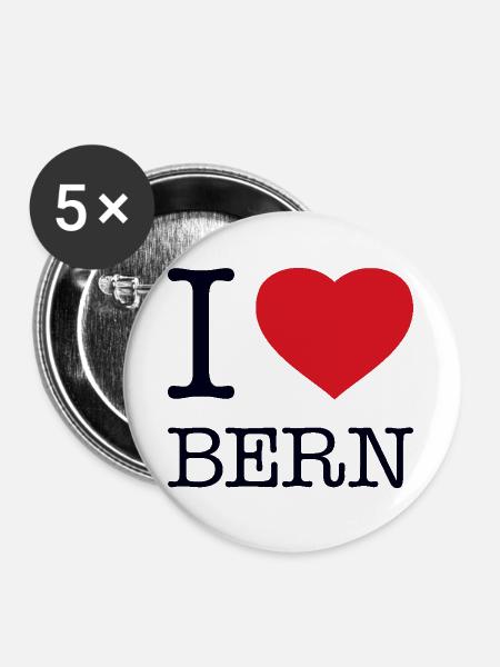 I LOVE BERN - Buttons groß 56 mm (5er Pack) - Weiß