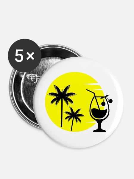 cocktail sunset - Buttons groß 56 mm (5er Pack) - Weiß