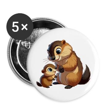 Alpine Marmot Murmeltier - Buttons large 2.2''/56 mm (5-pack) - white - Front