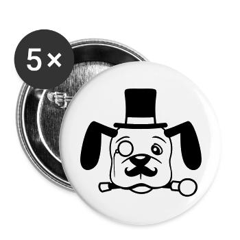 Chien M. Sir Cylindre Chapeau Monocle Lunettes Empire - Lot de 5 grands badges (56 mm) - blanc - Devant