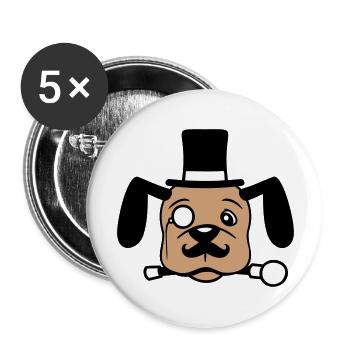 Chien M. Sir Cylindre Chapeau Monocle Lunettes Empire - Lot de 5 grands badges (56 mm) - blanc - Devant