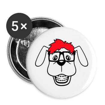 Dog Nerd Hornglasses Geek Braces Smart Funny - Buttons large 2.2''/56 mm (5-pack) - white - Front