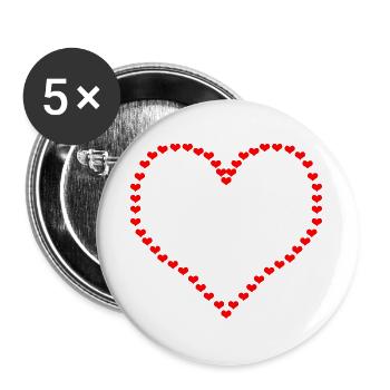 10000 kleine Herzen - großes Herz - ich liebe dich - Buttons groß 56 mm (5er Pack) - Weiß - Vorne
