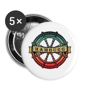 Nordstyle Hamburg Ankerdesign N° 1 Ville - Lot de 5 grands badges (56 mm) - blanc - Devant