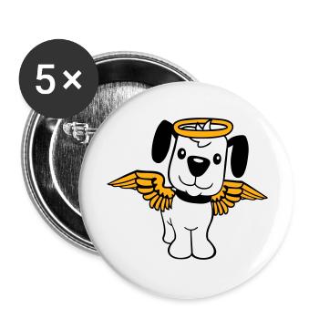 Chien Ange Halo Ailes Ange Ciel - Lot de 5 grands badges (56 mm) - blanc - Devant