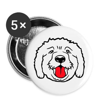Dear dog sticks out his tongue happily - Buttons large 2.2''/56 mm (5-pack) - white - Front