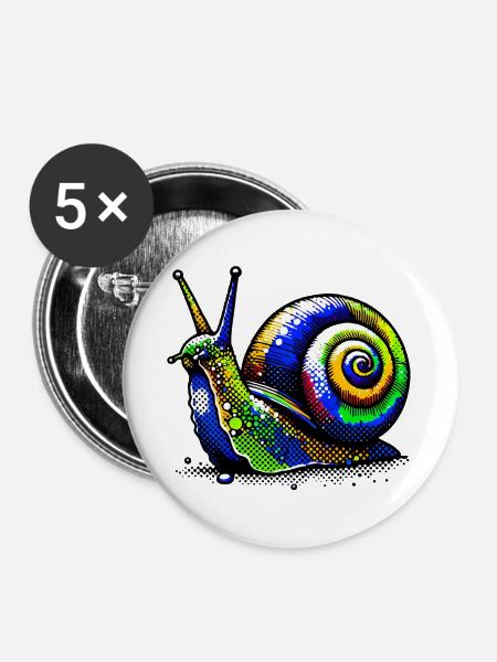 Schnecke - Buttons groß 56 mm (5er Pack) - Weiß