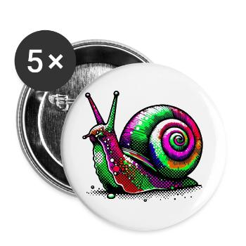 Schnecke - Buttons groß 56 mm (5er Pack) - Weiß - Vorne
