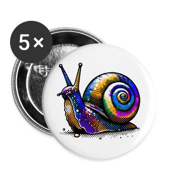 Escargot - Lot de 5 grands badges (56 mm) - blanc - Devant