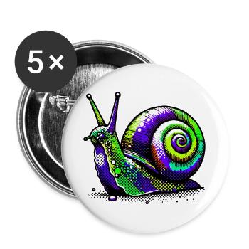 Escargot - Lot de 5 grands badges (56 mm) - blanc - Devant