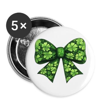 Bow St Patrick's Day Shamrock Luck - Buttons large 2.2''/56 mm (5-pack) - white - Front