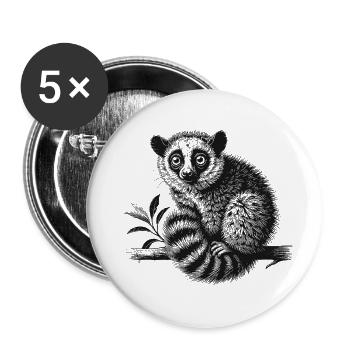Lemurs - Buttons large 2.2''/56 mm (5-pack) - white - Front