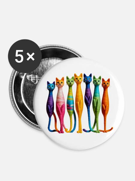 Cat - Buttons groß 56 mm (5er Pack) - Weiß