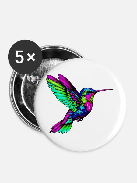 Kolibri - Buttons groß 56 mm (5er Pack) - Weiß