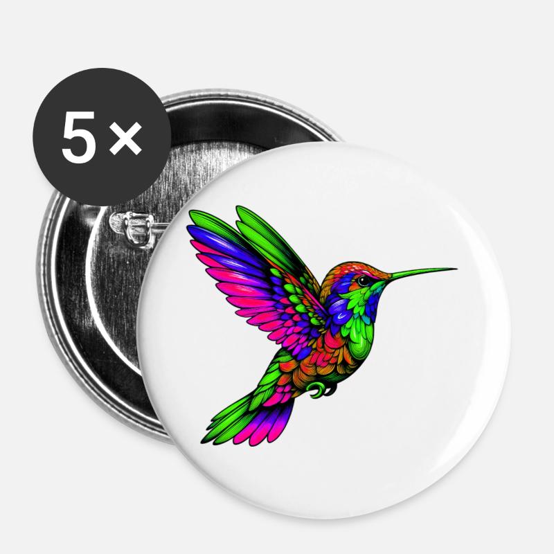 Kolibri - Buttons groß 56 mm (5er Pack) - Weiß