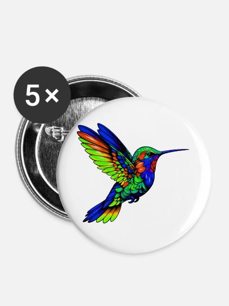 Kolibri - Buttons groß 56 mm (5er Pack) - Weiß