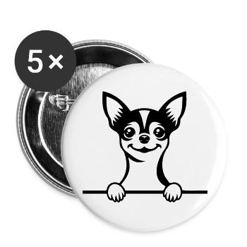 Chihuahua - Lot de 5 grands badges (56 mm) - blanc - Devant