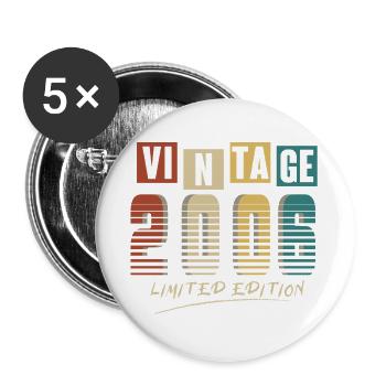 2006 Vintage 2006 né en 2006 anniversaire. Année 2 - Lot de 5 grands badges (56 mm) - blanc - Devant