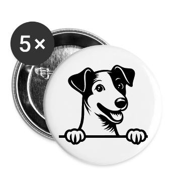 Jack Russel Terrier - Lot de 5 grands badges (56 mm) - blanc - Devant