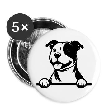 Staffordshire Bull Terrier - Lot de 5 grands badges (56 mm) - blanc - Devant