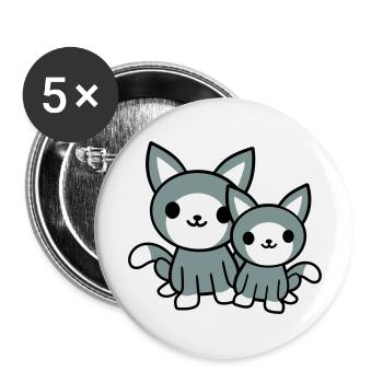 2 Cats Friends Team Crew Two Pet Kittens - Buttons large 2.2''/56 mm (5-pack) - white - Front