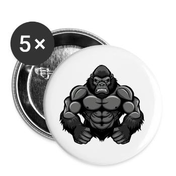 Gorilla Muscles Bodybuilding - Buttons large 2.2''/56 mm (5-pack) - white - Front