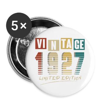 1927 Vintage 1927 born in 1927 Birthday. Year 2 - Buttons large 2.2''/56 mm (5-pack) - white - Front
