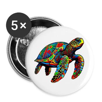 Sea turtle - Buttons large 2.2''/56 mm (5-pack) - white - Front