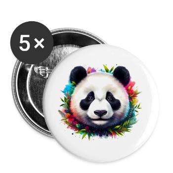 Panda - Buttons groß 56 mm (5er Pack) - Weiß - Vorne