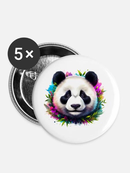 Panda - Buttons groß 56 mm (5er Pack) - Weiß