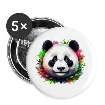 Panda - Lot de 5 grands badges (56 mm) - blanc - Devant