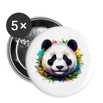 Panda - Buttons groß 56 mm (5er Pack) - Weiß - Vorne