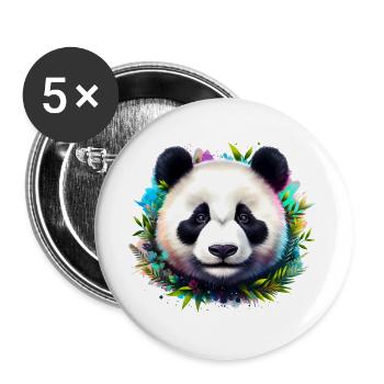 Panda - Lot de 5 grands badges (56 mm) - blanc - Devant