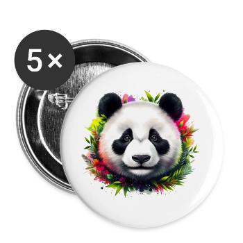 Panda - Buttons groß 56 mm (5er Pack) - Weiß - Vorne